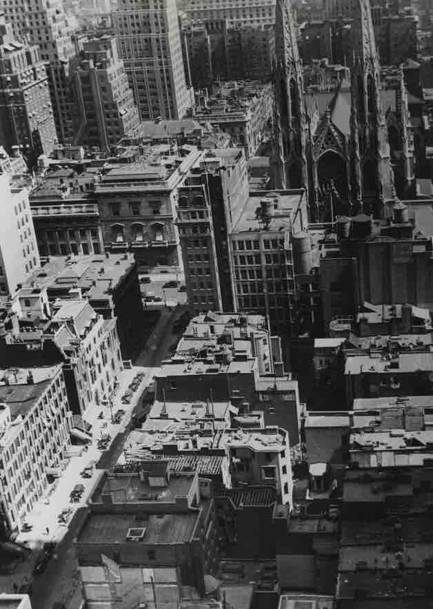 The future site of the Rockefeller Center across from St. Patrick's Cathedral on Fifty Avenue.